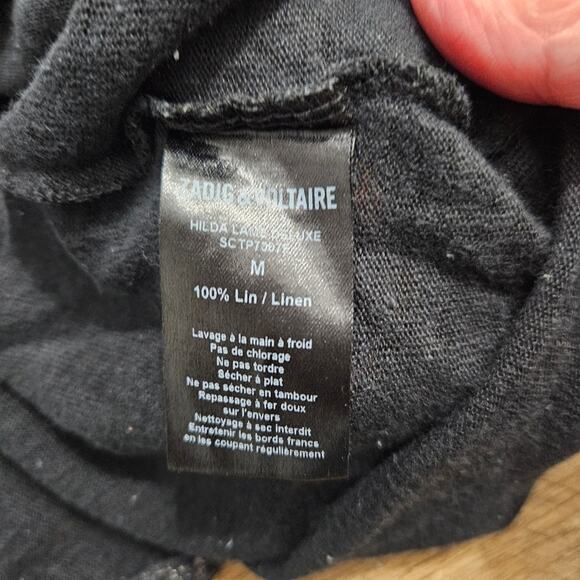 Zadig & Voltaire Black Linen Sheer Racerback Tank Top Butterfly Medium Y2K Goth - Picture 10 of 14